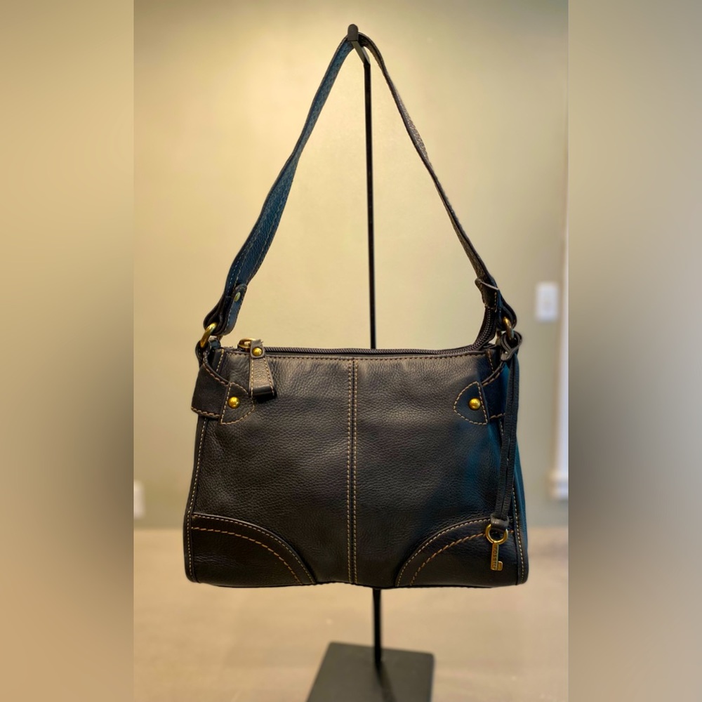Black Leather Fossil Shoulder Bag 75082 with Key!